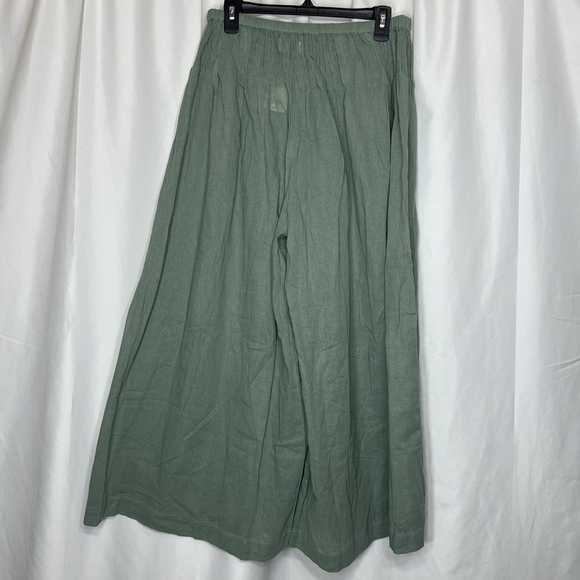 FREE PEOPLE Rising Sun Pants Medium Green Beach Summer Lightweight Boho - Picture 6 of 11